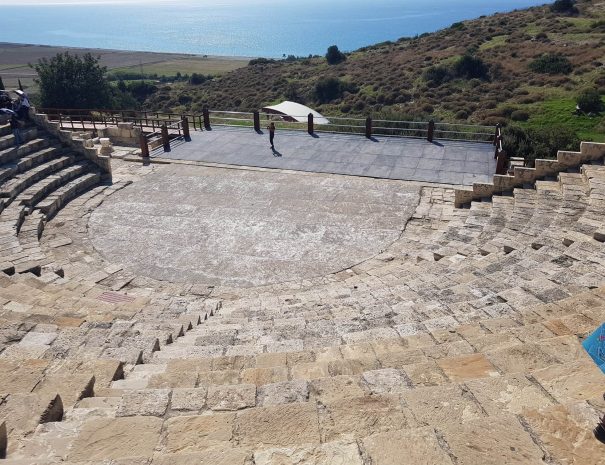 Aerial view of the arcaeological site of the ancient city of Kourio which is located in the district of Limassol